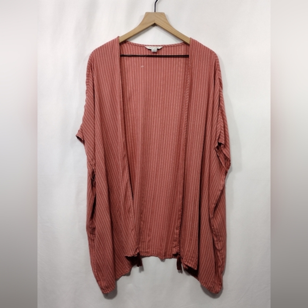 NWOT American Eagle Stripped Open Front Kimono Women's M Orange Boho Retro 90s